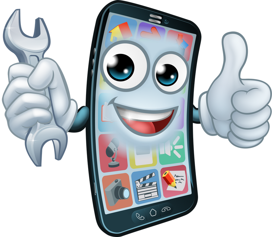 Mobile Phone Repair Spanner Thumbs up Cartoon